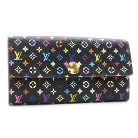 [返品OK] ルイヴィトン ポルトフォイユサラ M93747 モノグラムマルチカラー グルナード ホック長財布 フラップ長財布 ブラック 黒 【中古】【送料無料】