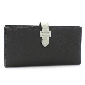 [返品OK] エルメス ベアンスフレタッチ ヴォーエプソン アリゲーターマット グラファイト グリネヴェ 二つ折り長財布 2つ折り長財布 【中古】【送料無料】