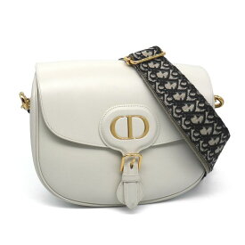 [返品OK] ディオール ボビー ラージ ショルダーバッグ ホワイト レザー 肩掛け 斜め掛け 大型バッグ 大容量 白 ボックスカーフスキン 【中古】【送料無料】