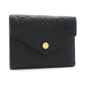 [返品OK] ルイヴィトン ポルトフォイユヴィクトリーヌ M64060 モノグラムアンプラント ノワール 3つ折り財布 三つ折り財布 ブラック 【中古】【送料無料】
