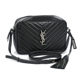 [返品OK] サンローラン ルー 574494 レザー ブラック ショルダーバッグ カメラバッグ クロスボディバッグ YSLロゴ シルバー金具 黒 【中古】【送料無料】