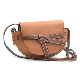 [返品OK] ロエベ ゲートデュアルバッグミニ 321.12.U62 レザー ショルダーバッグ ブラウン クロスボディバッグ アナグラム 茶色 【中古】【送料無料】