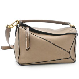 [返品OK] ロエベ パズルバッグスモール 322.30.S21 カーフスキン サンドミンク バイカラー ショルダーバッグ ハンドバッグ アナグラム 【中古】【送料無料】