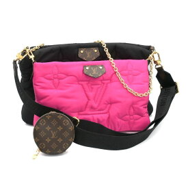 [返品OK] ルイヴィトン ミュルティポシェットアクセソワール M58980 リサイクルナイロン モノグラム ノワール フューシャ 肩掛け 【中古】【送料無料】