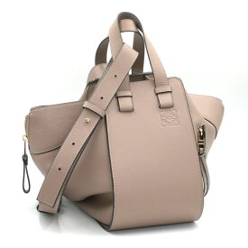 [返品OK] ロエベ ハンモックバッグ スモール クラシックカーフ ベージュ アナグラム ハンドバッグ ショルダーバッグ 2WAY 【中古】【送料無料】