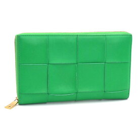 [返品OK] ボッテガヴェネタ カセットジップラウンドウォレット イントレチャート 651368VCQC13722 カーフレザー パラキート 長財布 【中古】【送料無料】