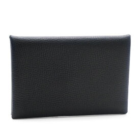 [返品OK] エルメス カルヴィデュオ W刻印 2024年製 ヴォーエプソン ノワール カードケース 名刺切れ ミニ財布 二つ折り ブラック 黒 【中古】【送料無料】