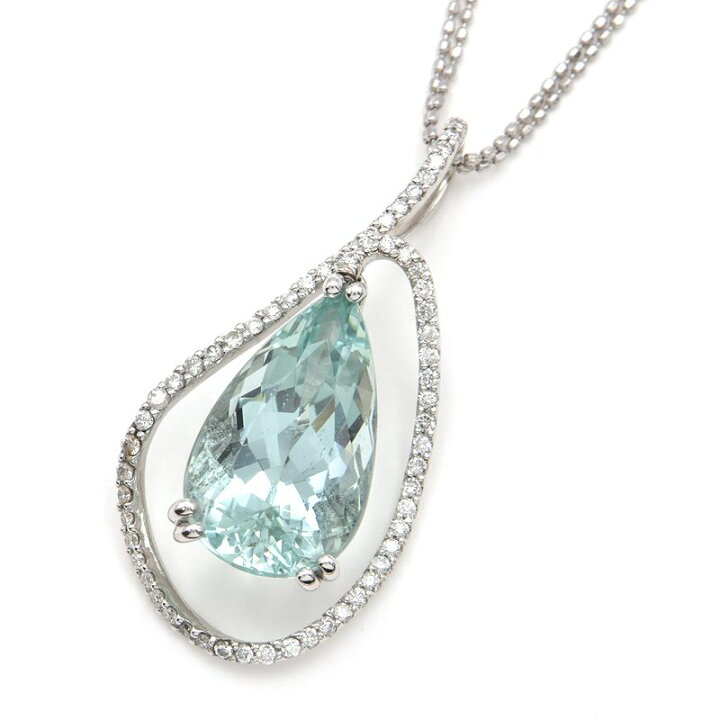 楽天市場】[返品OK]8.59ct天然アクアマリンネックレス K18WG 合計0.41  