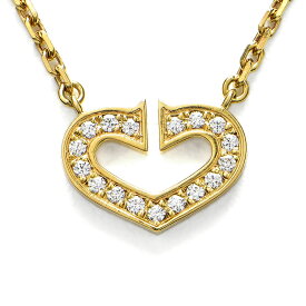[返品OK]カルティエ Cハートネックレス ダイヤモンド K18YG ハートCネックレス ハートモチーフ ダイヤネックレス イエローゴールド【中古】【送料無料】