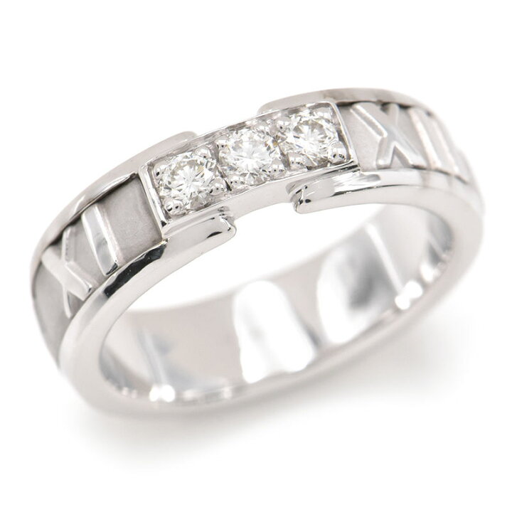 楽天市場】[返品OK]ティファニー アトラスリング 9号 K18WG 3Pダイヤ 3  