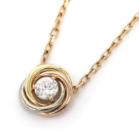 [返品OK] カルティエ トリニティネックレス K18PG K18YG K18WG ダイヤモンド 新品仕上済 ネックレス スリーカラーゴールド 40cm【中古】【送料無料】