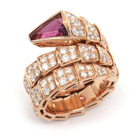 [返品OK] ブルガリ セルペンティヴァイパーリング Mサイズ 約10.5号 K18PG ルベライト ダイヤモンド 新品仕上済 蛇 ピンクゴールド【中古】【送料無料】