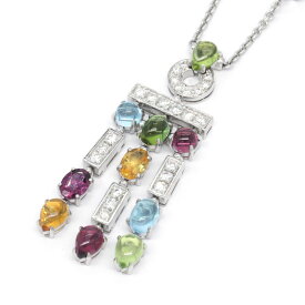 [返品OK] ブルガリ アレグラネックレス K18WG ダイヤモンド マルチカラーストーン パヴェダイヤ ホワイトゴールド 地金約25.0g 【中古】【送料無料】