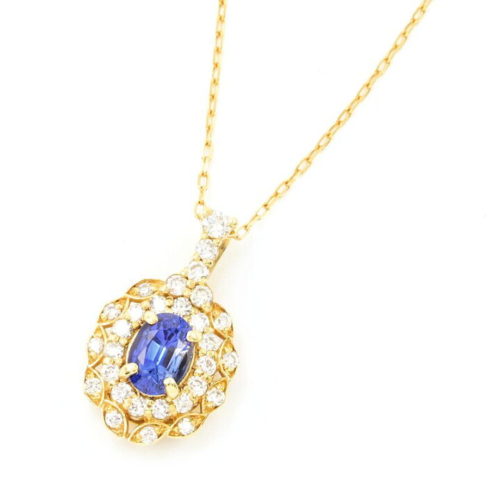 楽天市場】[返品OK] 0.52ct天然サファイアネックレス K18YG 合計0.2ct 