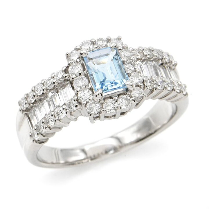 楽天市場】[返品OK] 0.98ct天然アクアマリンリング 14号 Pt900 0.5ct 