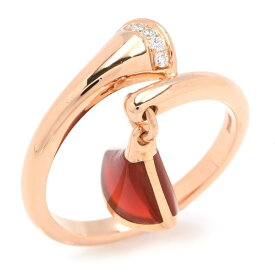 [返品OK] ブルガリ ディーヴァドリームリング 12号 K18PG カーネリアン ダイヤモンド 扇形モチーフ 揺れる ピンクゴールド 地金約4g 【中古】【送料無料】