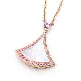 [返品OK] ブルガリ ディーヴァドリームネックレス K18PG マザーオブパール ピンクサファイア シェル 扇型 ピンクゴールド 地金約6g 【中古】【送料無料】