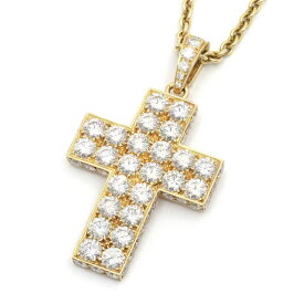 [返品OK] カルティエ スクレドゥブドゥワールクロスネックレス K18YG ダイヤモンド クロスペンダント イエローゴールド 地金約10g【中古】【送料無料】