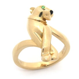 [返品OK] カルティエ パンテールドゥカルティエリング #52 実測約12号 オニキス ツァボライト ヒョウ イエローゴールド 地金約7.5g【中古】【送料無料】