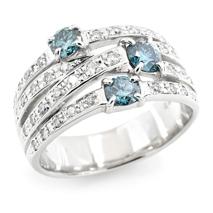 楽天市場】[返品OK] 0.72ct天然ブルーダイヤモンドリング 16号 Pt900  