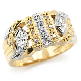 [返品OK] 0.1ct天然ダイヤモンドリング 11号 K18YG Pt900 コンビリング パヴェダイヤリング アールデコ イエローゴールド 地金5.8g 【中古】【送料無料】