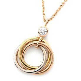 [返品OK] カルティエ トリニティペンダント K18PG K18YG K18WG ダイヤモンド トリニティネックレス スリーカラーゴールド 地金2.7g 【中古】【送料無料】