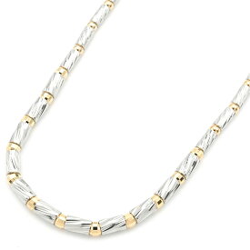 [返品OK] パイプビーズチェーンネックレス Pt850 パイプビーズネックレスチェーン ツートーン プラチナ イエローゴールド 地金9.8g 【中古】【送料無料】