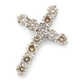 [返品OK] 3.14ct天然ブラウンダイヤモンドトップ K18WG クロスヘッド クロストップ ペンダントトップ ホワイトゴールド 地金3.4g 【中古】【送料無料】