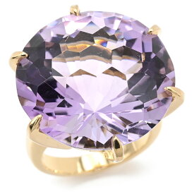 [返品OK] 28.81ct天然アメジストリング 12号 K18YG 一粒アメシストリング 1Pアメジスト ラウンドカット イエローゴールド 地金11.1g 【中古】【送料無料】