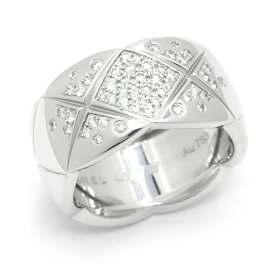 [返品OK] シャネル ココクラッシュコレクションリング ラージモデル #56 16号 J10863 K18WG ダイヤ マトラッセ 格子模様 地金約18.2g 【中古】【送料無料】