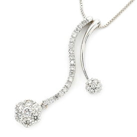 [返品OK] 1.0ct天然ダイヤモンドネックレス K18WG フラワーモチーフ パヴェダイヤネックレス 揺れる 茎 ホワイトゴールド 地金5.0g 【中古】【送料無料】