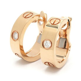 [返品OK] カルティエ Loveフープイヤリング クラシックモデル ダイヤモンド2石 B8022900 K18YG ラブピアス 両耳用 1PD 地金約12g【中古】【送料無料】