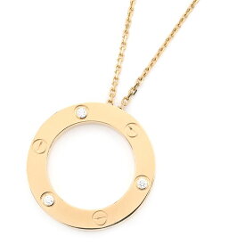 [返品OK] カルティエ ラブネックレス B7014500 K18YG Loveネックレス ダイヤモンド3石 LOVEサークル イエローゴールド 地金11.6g 【中古】【送料無料】