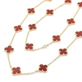 [返品OK] ヴァンクリーフ＆アーペル ヴィンテージアルハンブラネックレス20モチーフ VCARD39800 K18YG カーネリアン 地金約18g 【中古】【送料無料】