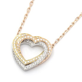 [返品OK] カルティエ トリニティハートネックレス K18YG K18WG K18PG ダイヤモンド ペンダント スリーカラーゴールド 地金約3.9g 【中古】【送料無料】