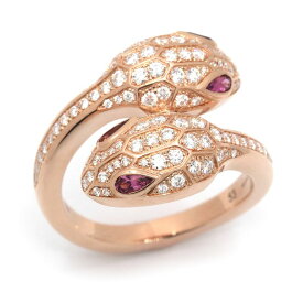 [返品OK] ブルガリ セルペンティセドゥットーリリング #53 13号 358087 K18PG ルベライト ダイヤモンド ピンクゴールド 地金約8.2g 【中古】【送料無料】