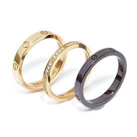 [返品OK] カルティエ ラブリング スリーフープ #50 10号 K18PG ブラウンセラミック ラブスリーフープリング ピンクゴールド 地金5.6g 【中古】【送料無料】