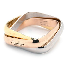 [返品OK] カルティエ トリニティクッションリング B4240654 #54 約11号 K18YG K18PG K18WG 3連 四角形 スリーカラーゴールド 地金9.0g 【中古】【送料無料】