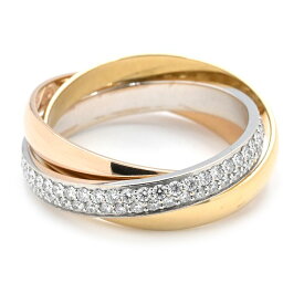 [返品OK] カルティエ トリニティリング SM B4086050 #50 10号 K18YG K18PG K18WG ダイヤモンド 3連 スリーカラーゴールド 地金5.2g 【中古】【送料無料】