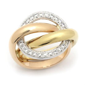 [返品OK] カルティエ トリニティクラッシュリング #48 8.5号 K18YG K18WG K18PG ダイヤ サークル スリーカラーゴールド 地金約12.7g 【中古】【送料無料】