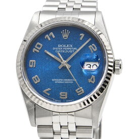 [3年保証/返品OK] ロレックス メンズ デイトジャスト 16234 E番 K18WG/SS カレンダー 彫りコンピューター ブルー 自動巻き 腕時計【中古】【送料無料】
