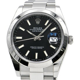 [3年保証/返品OK] ロレックス メンズ デイトジャスト 41 126300 ランダム番 箱新ギャラ付き バーインデックス 黒 自動巻き 腕時計【中古】【送料無料】