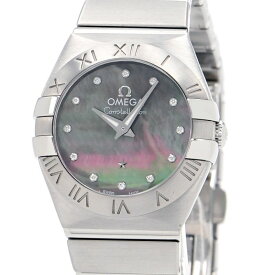 [3年保証/返品OK] オメガ レディース コンステレーション タヒチ 24MM 123.10.24.60.57.003 ダイヤ ブラックシェル クオーツ 腕時計【中古】【送料無料】