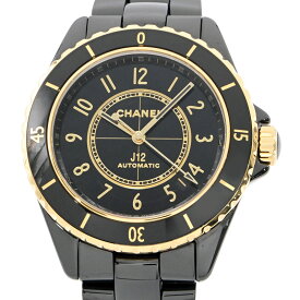 [3年保証/返品OK] シャネル メンズ J12 キャリバー12.1 H9541 K18YG ブラック セラミック 箱保 裏スケ 黒文字盤 自動巻き 腕時計【中古】【送料無料】