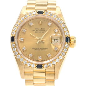 [3年保証/返品OK] ロレックス レディース デイトジャスト 69088G L番 K18YG ベゼルダイヤ 4Pサファイア 10Pダイヤ 自動巻き 腕時計【中古】【送料無料】