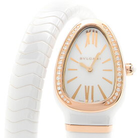 [3年保証/返品OK] ブルガリ レディース セルペンティスピガ SPC35WGDWCGD1.1T K18PG ホワイトセラミック ダイヤ クオーツ 腕時計【中古】【送料無料】