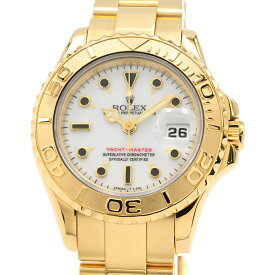 [3年保証/返品OK] ロレックス レディース ヨットマスター 69628 W番 K18YG カレンダー ホワイトダイアル 白文字盤 自動巻き 腕時計【中古】【送料無料】