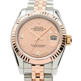 [3年保証/返品OK] ロレックス レディース デイトジャスト 179171N2BR K18PG/SS ダイヤ コンビ ピンクゴールダスト 自動巻き 腕時計【中古】【送料無料】