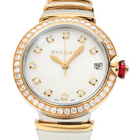 [3年保証/返品OK] ブルガリ レディース ルチェア LU33WSPGDSPGD/11 LUP33SG K18PG/SS ダイヤ 裏スケ カレンダー 自動巻き 腕時計【中古】【送料無料】