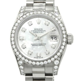 [3年保証/返品OK] ロレックス レディース デイトジャスト26 179159NG ランダム番 K18WG シェル文字盤 ダイヤ 自動巻き 腕時計【中古】【送料無料】